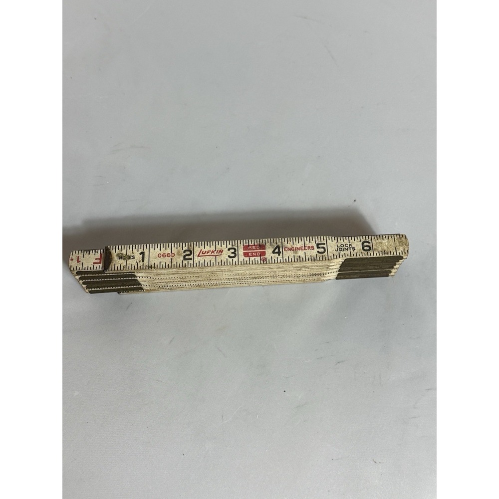 VTG LUFKIN No. 066D "Red End" Rule 6 ft Extension Folding Wood Measure USA